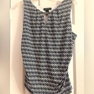 WHBM Pattern Blouse w/ silver pendant